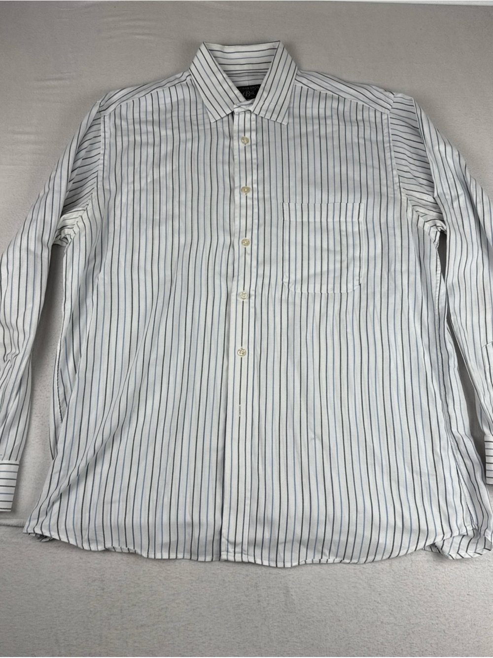 VTG Gitman Bros Mens White Blue Striped Dress Shirt 16.5 36 Made in USA